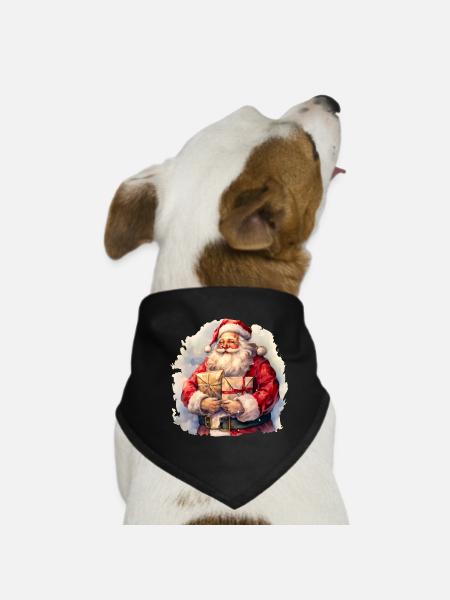 Watercolor with Gifts - Dog Bandana - black - Front