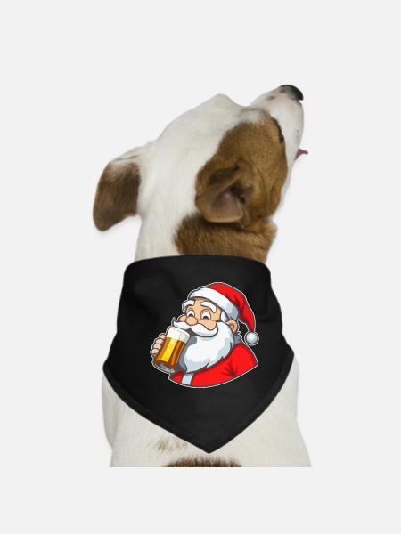 Père Noël à la bière - Bandana pour chien - noir - Devant