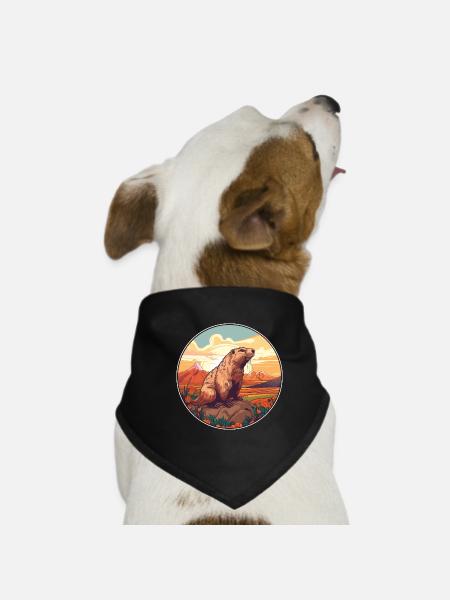 Marmotte Aquarelle colorée Cartoon Kawaii Pet - Bandana pour chien - noir - Devant