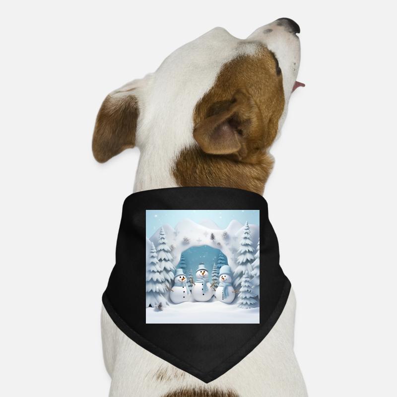 3 kleine Schneemänner - Hunde-Bandana - Schwarz