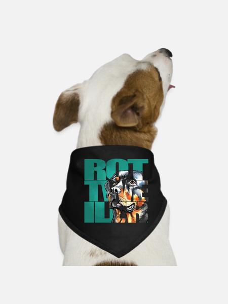 Rottweiler Portrait - Bandana pour chien - noir - Devant