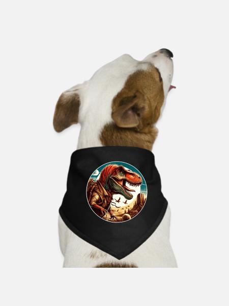 Dinosaurier - Hunde-Bandana - Schwarz - Vorne