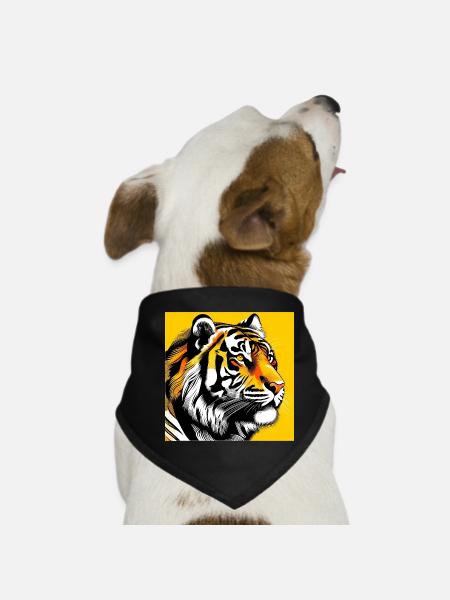 Tiger Pop Art - Hunde-Bandana - Schwarz - Vorne