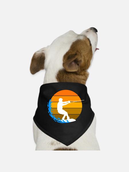 wakeboard, wave, water skiing, surfing, surfing - Dog Bandana - black - Front