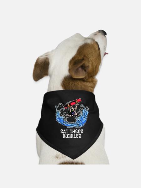 Surfing, Water Skiing, Surfing, Wakeboard, Statement - Dog Bandana - black - Front