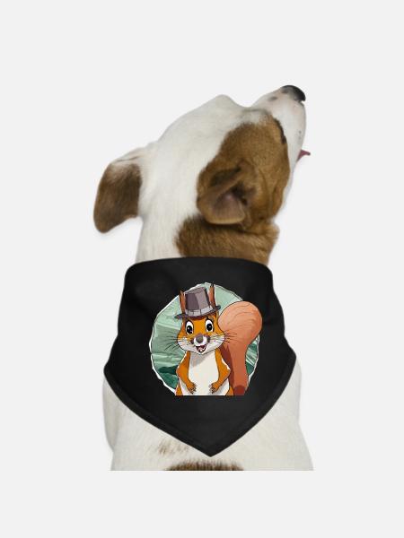 funny squirrel with hat - Dog Bandana - black - Front