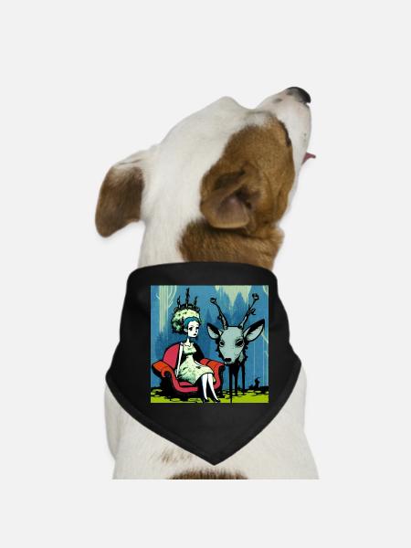 Psychedelic deer 01 - Dog Bandana - black - Front