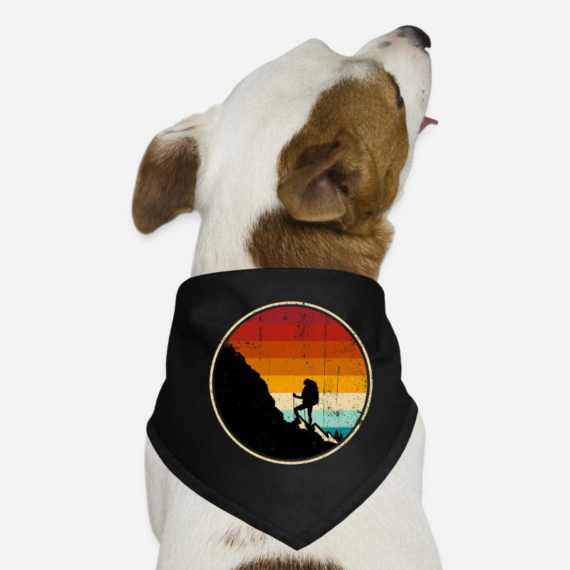 Climber at Sunset Retro Circle Dog Bandana