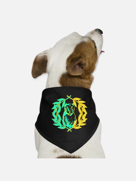 Couronne de laurier chat tigre léopard - Bandana pour chien - noir - Devant