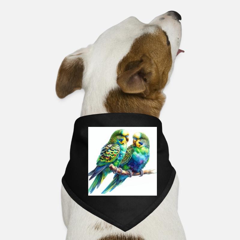 Watercolor Parakeets Dog Bandana