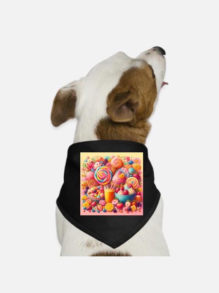 Palette of sweets and vibrant colors - Dog Bandana - black - Front