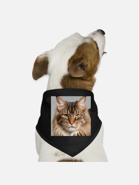 Maine coon, the big cat - Dog Bandana - black - Front
