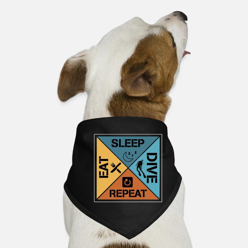 Eat sleep dive repeat - Hunde-Bandana - Schwarz
