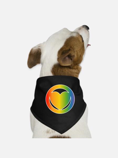 LGBT Herz CSD Shirt white - Hunde-Bandana - Schwarz - Vorne