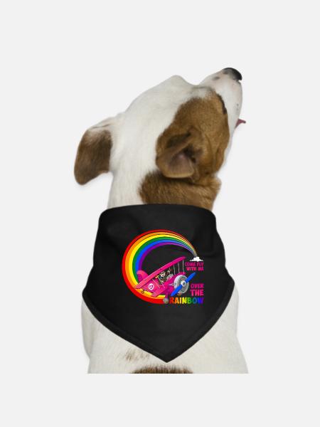 Fly with me over the rainbow - lgbt - Dog Bandana - black - Front