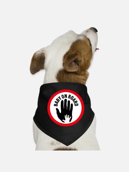 Baby on board hand in hand - Dog Bandana - black - Front