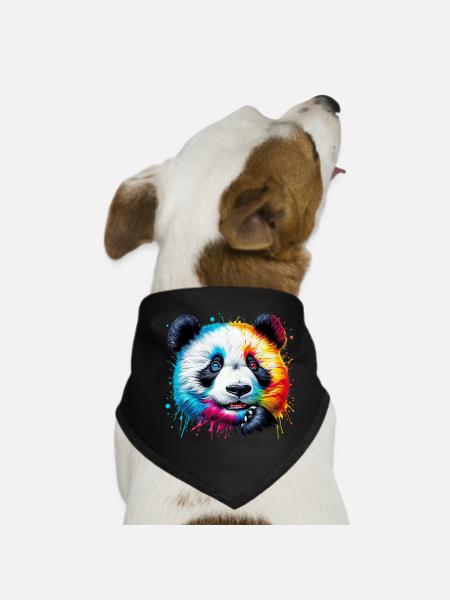 Panda - Hunde-Bandana - Schwarz - Vorne