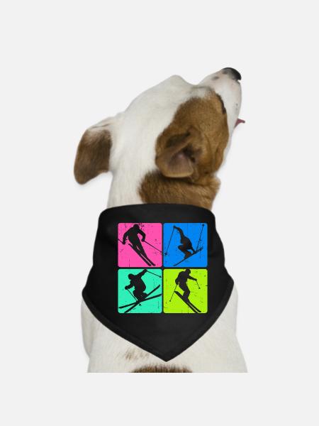 Biathlon Schispringen Wintersport Skiurlaub Schnee - Hunde-Bandana - Schwarz - Vorne