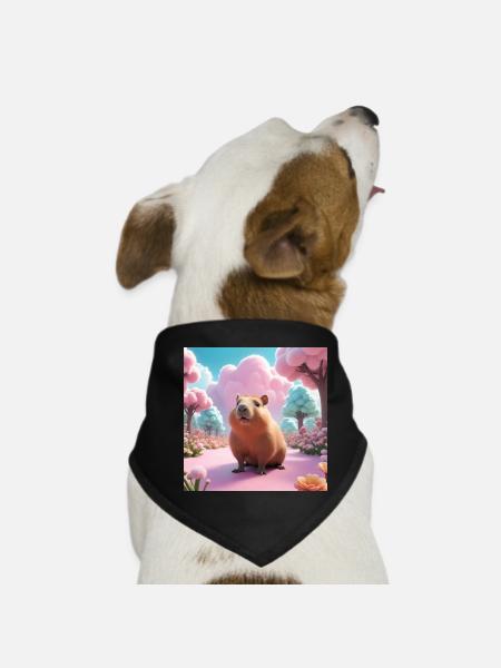 Capybara dans le jardin magique - Bandana pour chien - noir - Devant