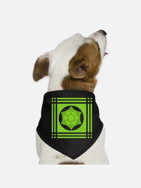 Geometrische Farbenspiele in Grün - Hunde-Bandana - Schwarz - Vorne