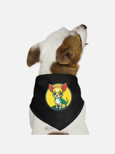 Chihuahua Hund Niedlich Kawaii Cartoon Clipart Tier - Hunde-Bandana - Schwarz - Vorne