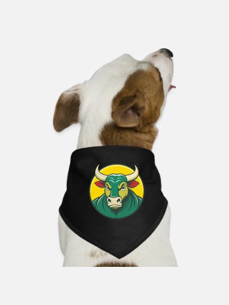 Taureau mignon Kawaii dessin animé Clipart Animal de compagnie - Bandana pour chien - noir - Devant