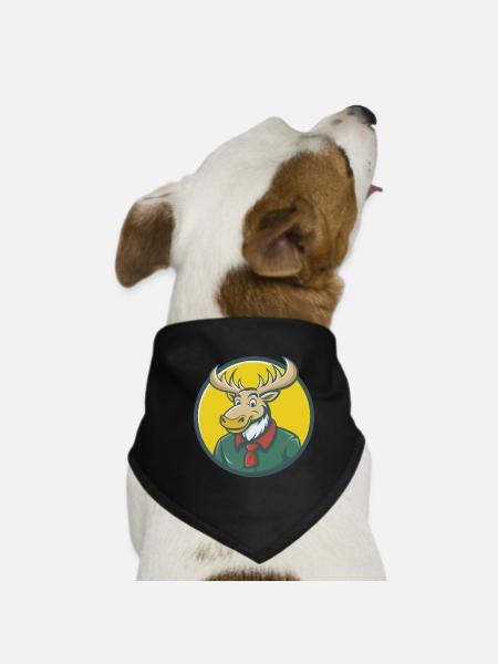 Elch süße Kawaii Cartoon Clipart Haustier Tier - Hunde-Bandana - Schwarz - Vorne