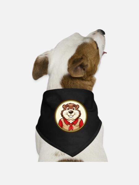 Marmot Colorful Kawaii Cartoon Character Clipart - Dog Bandana - black - Front