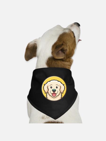 Kuvasz Hund Rasse Cartoon Kawaii Clipart Tier Haustier - Hunde-Bandana - Schwarz - Vorne