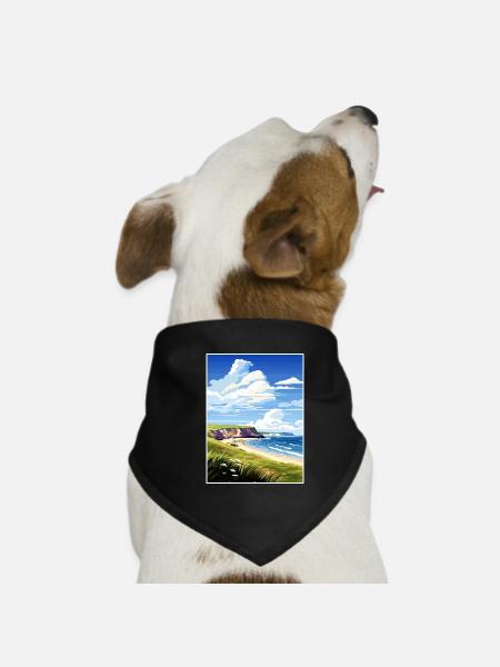 Gower Peninsula Aonb Travel Poster Souvenir WPA - Dog Bandana - black - Front