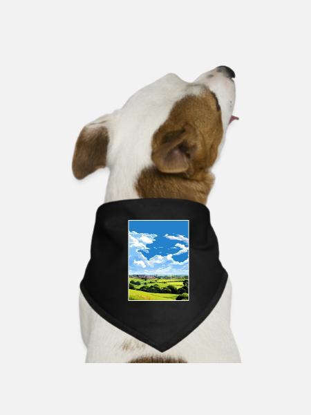 Dedham Vale Aonb Travel Poster Souvenir Paint WPA - Dog Bandana - black - Front