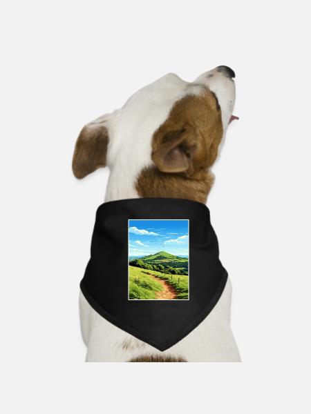 Malvern Hills Aonb Reise Poster Souvenir Farbe WP - Hunde-Bandana - Schwarz - Vorne