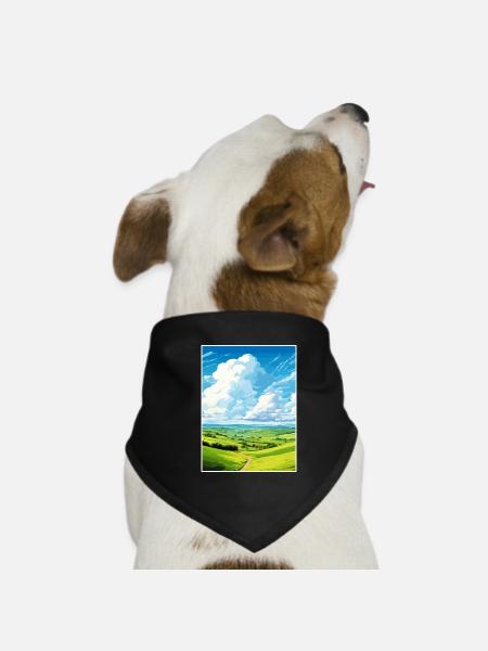 South Downs Aonb Affiche de voyage Souvenir Peinture WPA - Bandana pour chien - noir - Devant