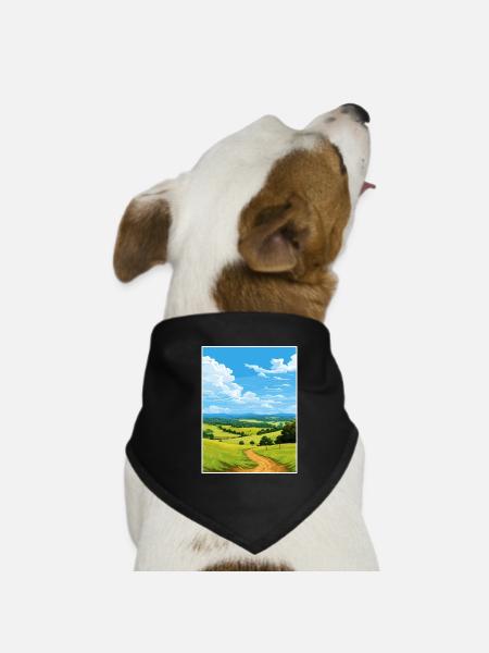 Surrey Hills Aonb Reise Poster Souvenir Farbe WPA - Hunde-Bandana - Schwarz - Vorne