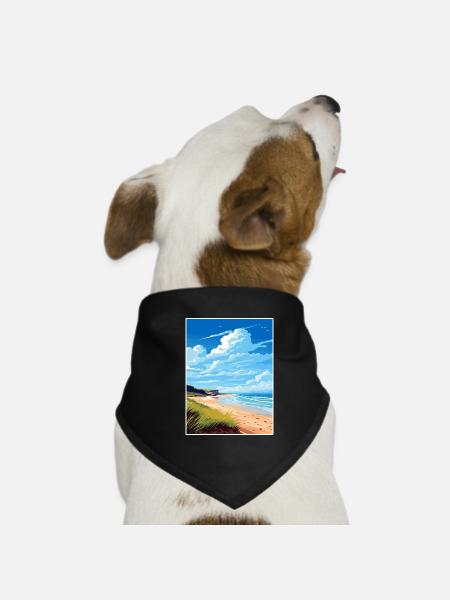 Gower Peninsula Aonb Travel Poster Souvenir WPA - Dog Bandana - black - Front