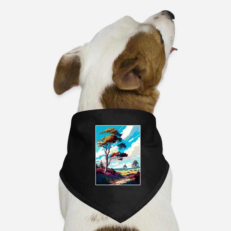 Affiche de voyage de la forêt d’Ashdown Peinture de carte postale Bandana pour chien