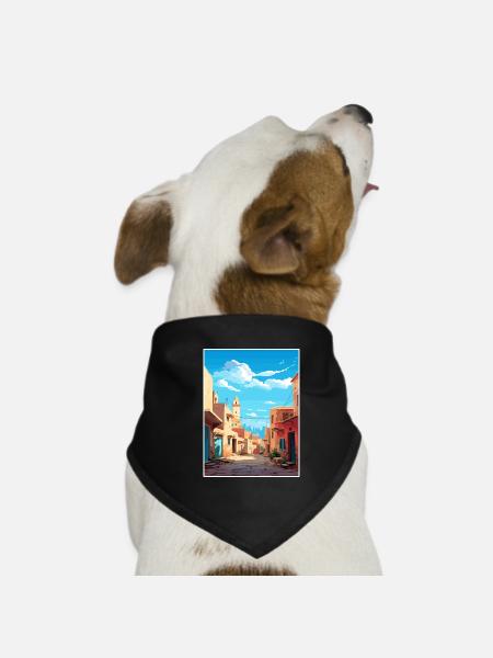 Meknès Maroc Voyage Affiche Peinture Souvenir WPA - Bandana pour chien - noir - Devant