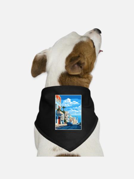 Tanger Maroc Affiche de voyage Peinture Souvenir WPA - Bandana pour chien - noir - Devant