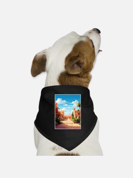 Marrakesh Morocco Travel Poster Souvenir Paint WPA - Dog Bandana - black - Front