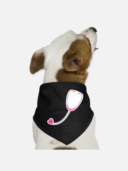 Coloured stethoscope - Dog Bandana - black - Front