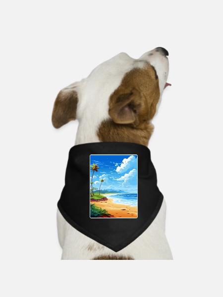 Uvita Costa Rica Travel Poster Souvenir Paint WPA - Dog Bandana - black - Front