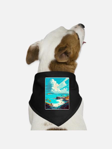 Exuma Karibik Reise Poster Souvenir Farbe WPA - Hunde-Bandana - Schwarz - Vorne