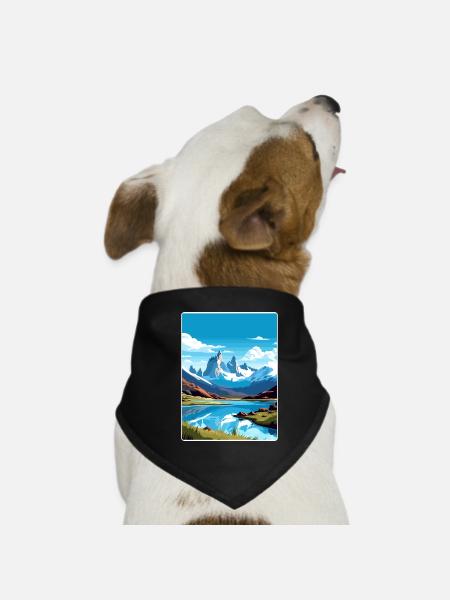El Calafate Travel Poster Souvenir Postcard Paint - Dog Bandana - black - Front