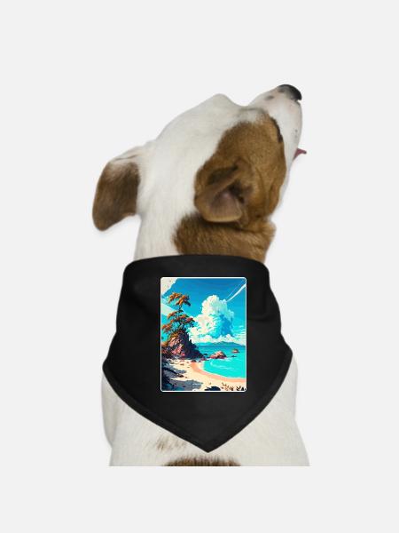 Ko Samui Thaïlande Affiche de voyage thaïlandaise Souvenir WPA - Bandana pour chien - noir - Devant