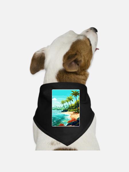 Maldives South Aisa Vintage Travel Poster Souvenir - Dog Bandana - black - Front