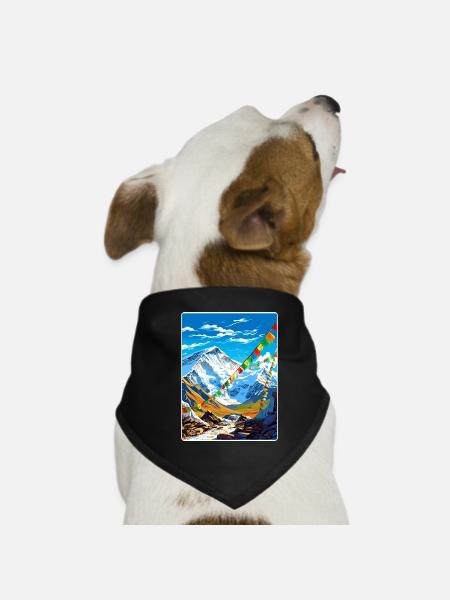 Mount Everest China Vintage Travel Poster Souvenir - Dog Bandana - black - Front
