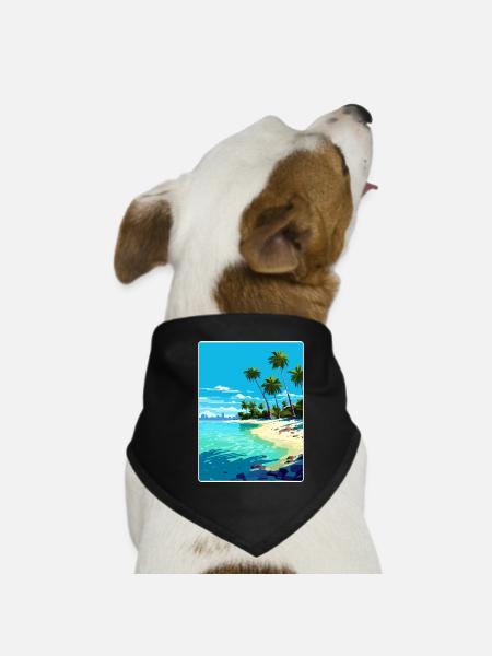 Maldives South Aisa Vintage Travel Poster Souvenir - Dog Bandana - black - Front
