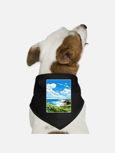 Cornouailles Aonb Voyage Affiche Peinture Souvenir WPA - Bandana pour chien - noir - Devant
