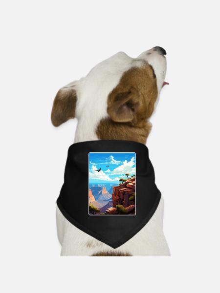 Grand Canyon National Park Arizona Travel Poster - Dog Bandana - black - Front