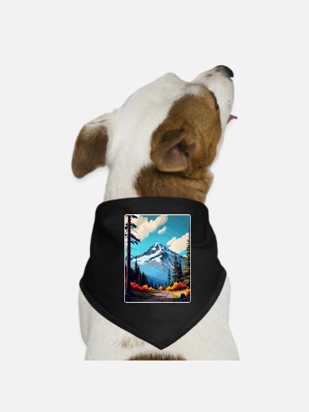 Mount Hood National Forest Reiseposter Souvenir - Hunde-Bandana - Schwarz - Vorne